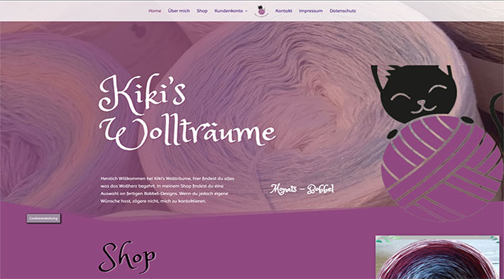 Kikis Wollträume - Webseite und Onlineshop